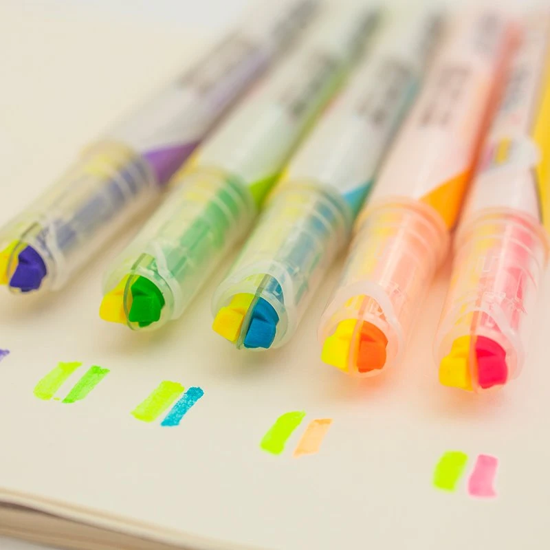 5 STK Dual Color Highlighter Fluorescerende Pen
