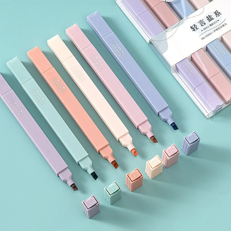 6 STK sæt dobbelthovedet highlighter
