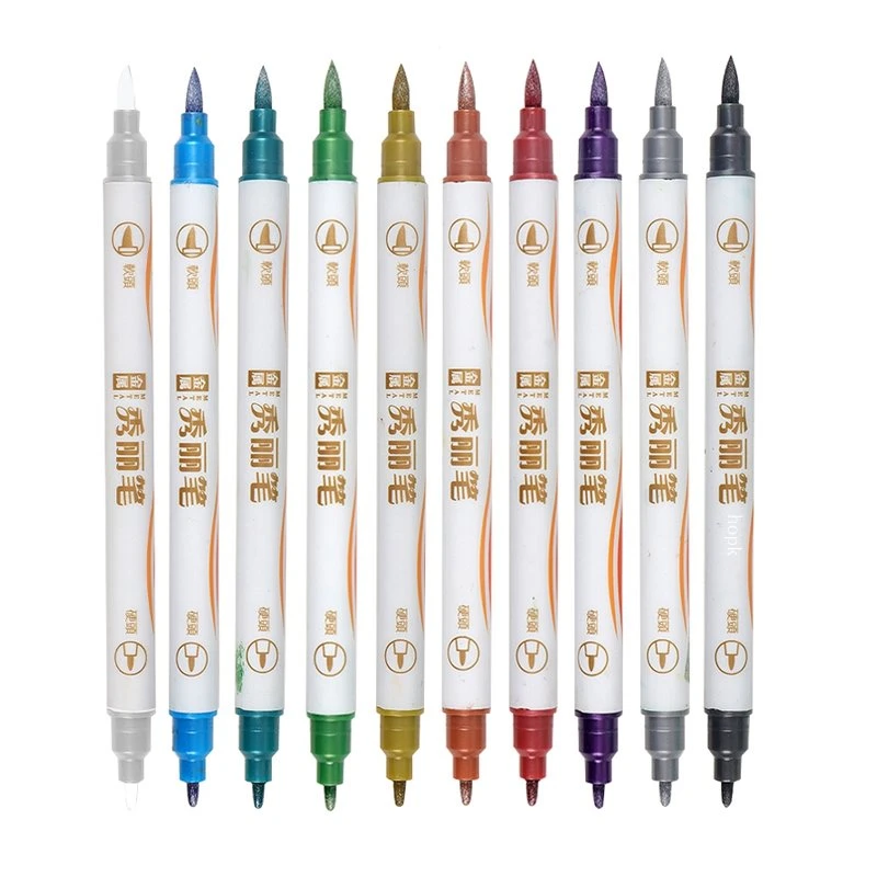 Dual Tip 10 farver metalliske penne
