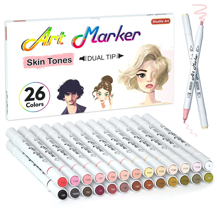 26 farver Hudfarve & Hårkunstmarkører