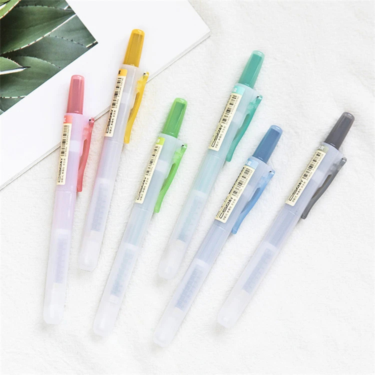 6 stk Mild Colors Retractable Highlighter