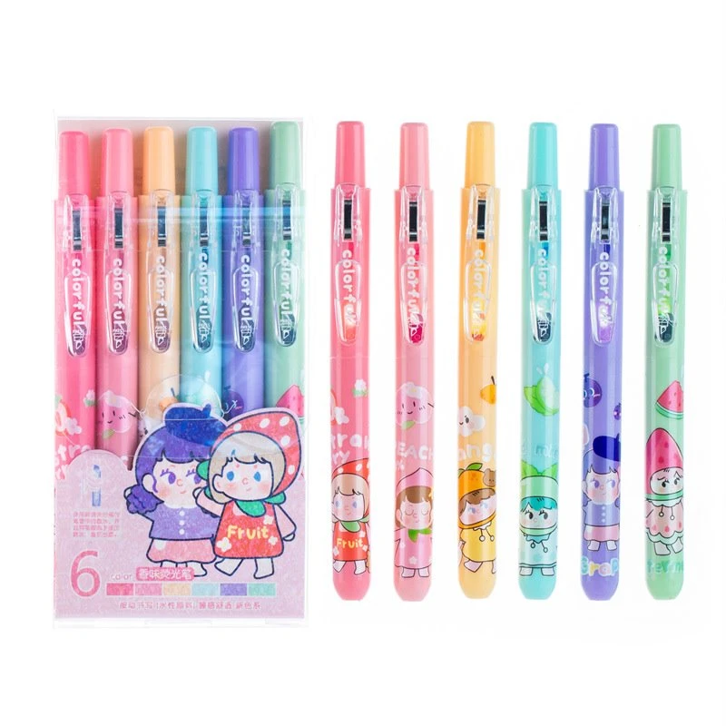 6 stk Retracable Fruit Scented Highlighter