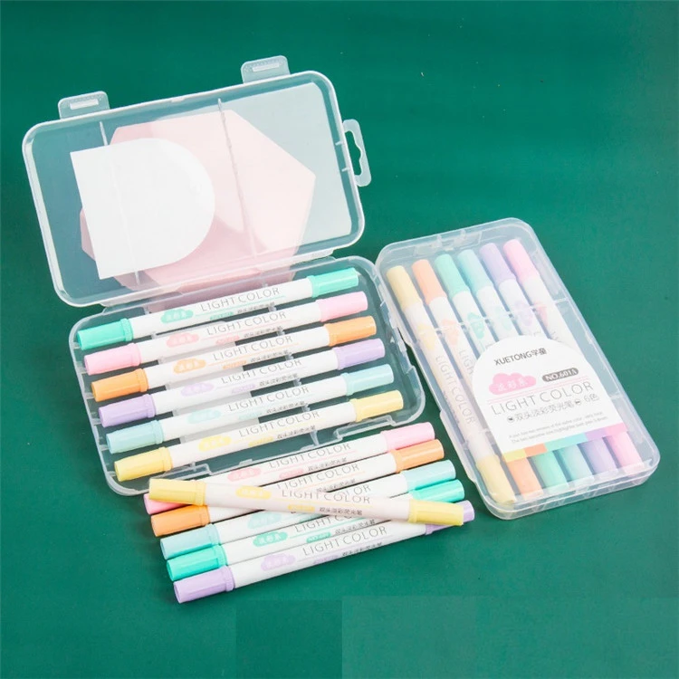 6 stk Dual-tip Pastelfarver Highlighters