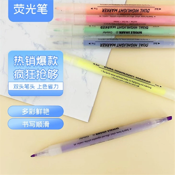 6 stk Sæt Milde Farver Dobbelt Tip Highlighter